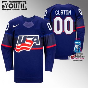 USA IIHF World Championship 2023 Custom Blau Trikot - Kinder
